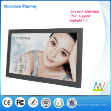 quadro estreito 10.1 polegadas 1280 * 800 parede de montagem android tablet POE android versão 4.4